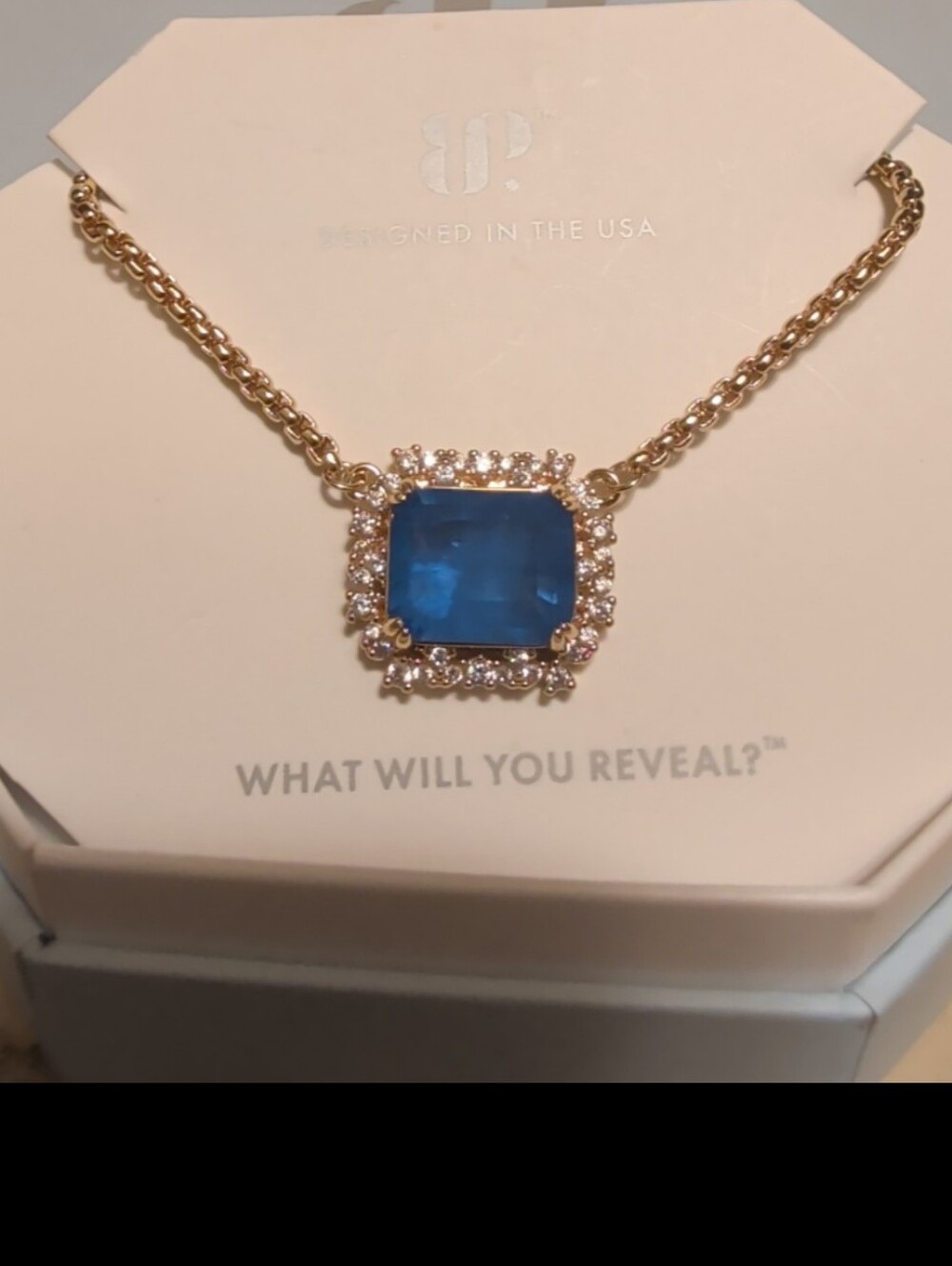 Bomb Party Necklace-"Shower Me With Jewels" Cornflower Blue Quartz on Gold